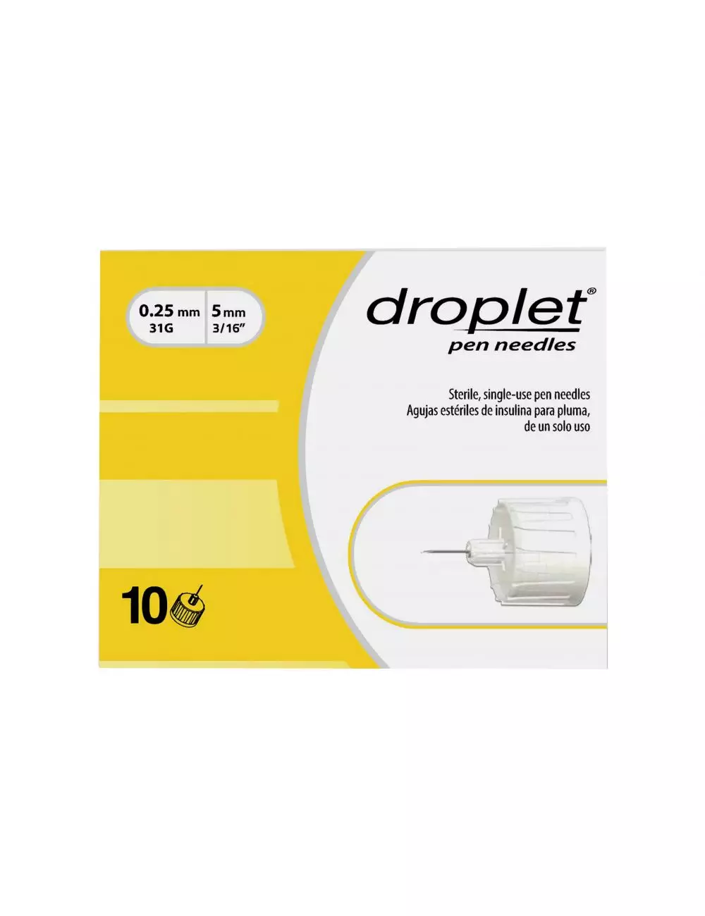 Droplet Agujas 31 gX 5 mm Para Insulina Para Pluma