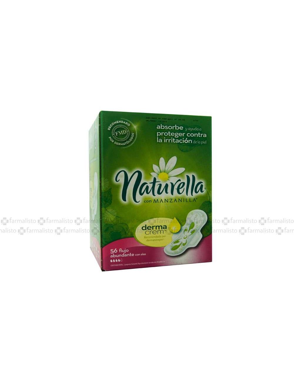NATURELLA TOALLAS FLUJO ABUNDANTE CON ALAS CAJA CON 56 UNIDADES