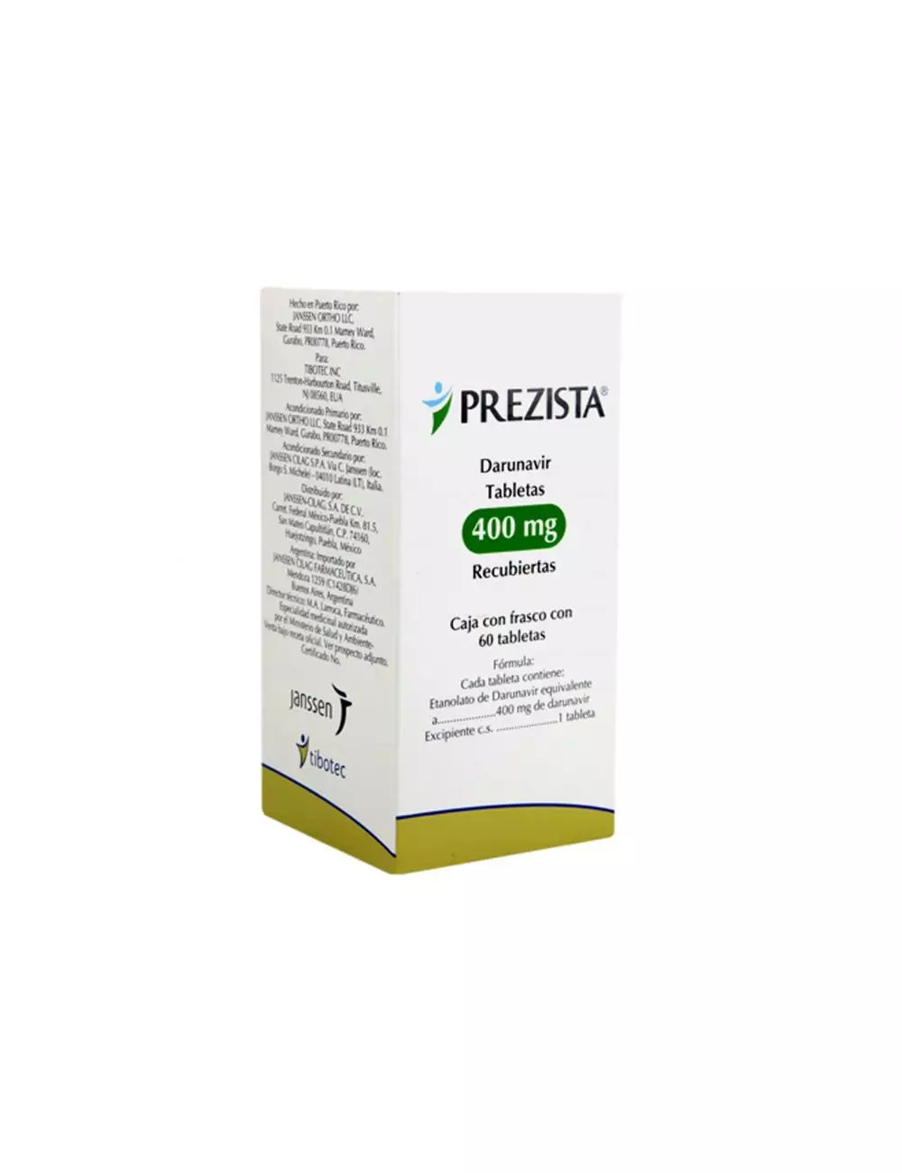 Prezista® 400 mg (Darunavir) - Caja con 60 Tabletas - Laboratorio Janssen