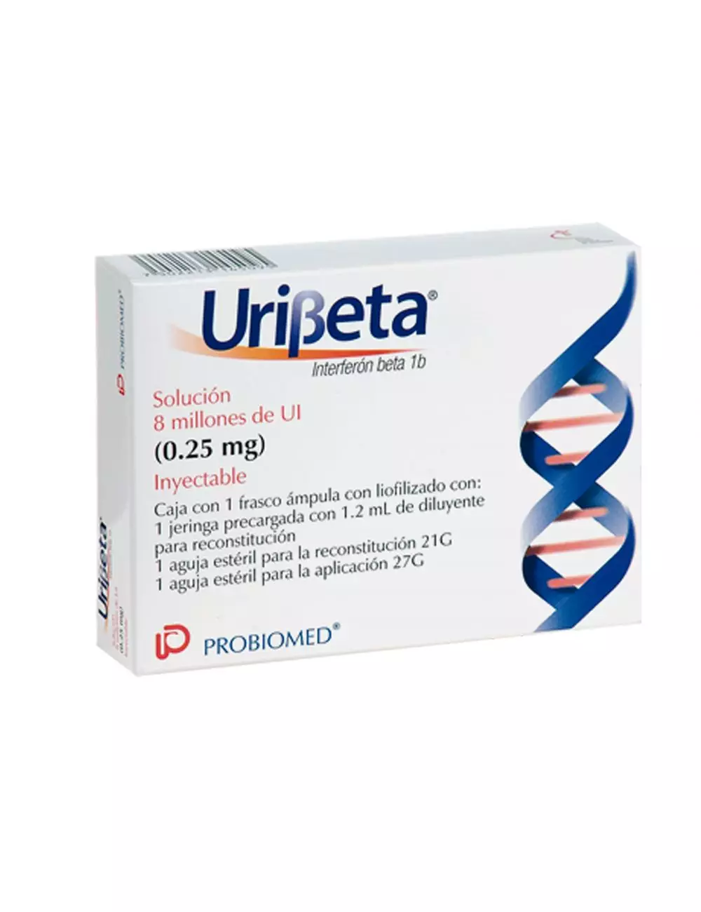 UriBeta® 8 MUI (Interferón beta 1b) - Caja con 1 jeringa precargada - Probiomed  RX3
