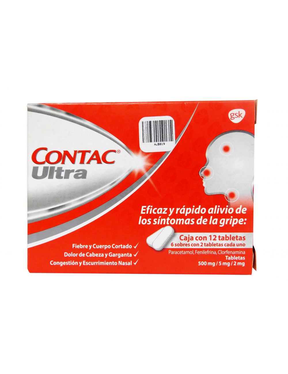 Contac Ultra 500mg/5mg/2mg Caja Con 12 Tabletas