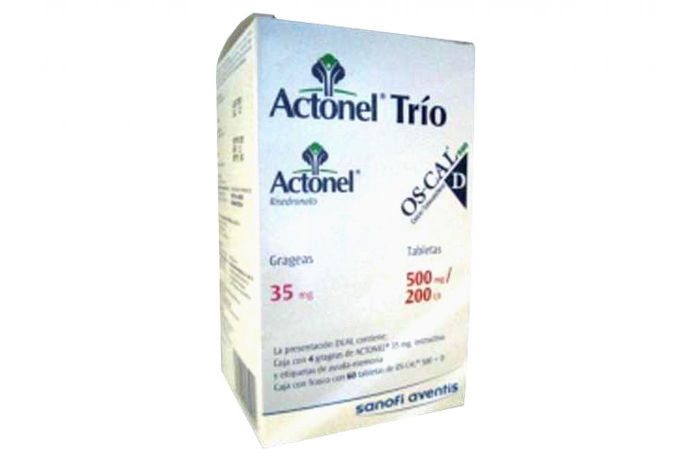 Actonel Trio 35 mg /500 mg/ 200 mg Caja Con 4 Grageas/ Con 60 PTabletas