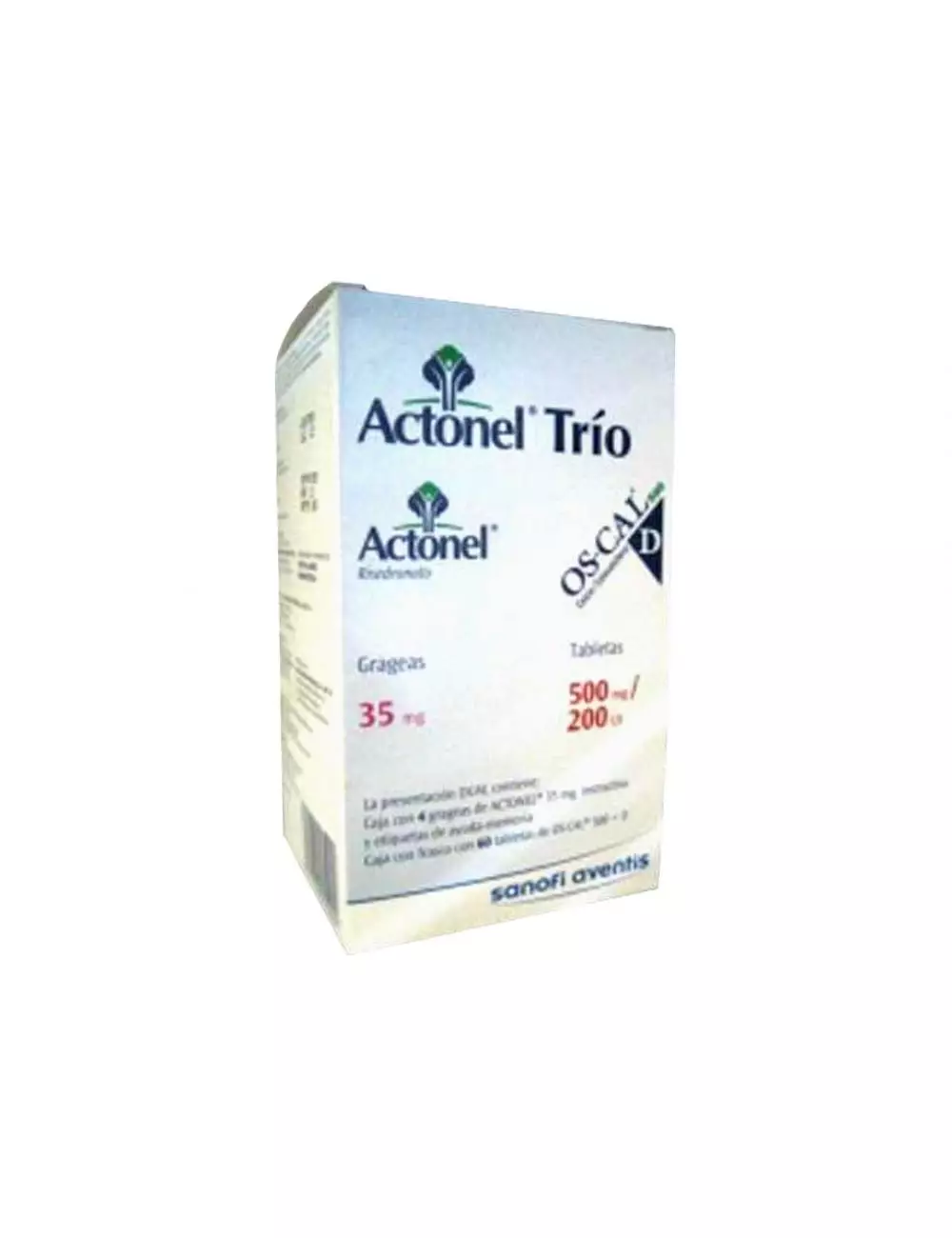 Actonel Trio 35 mg /500 mg/ 200 mg Caja Con 4 Grageas/ Con 60 PTabletas