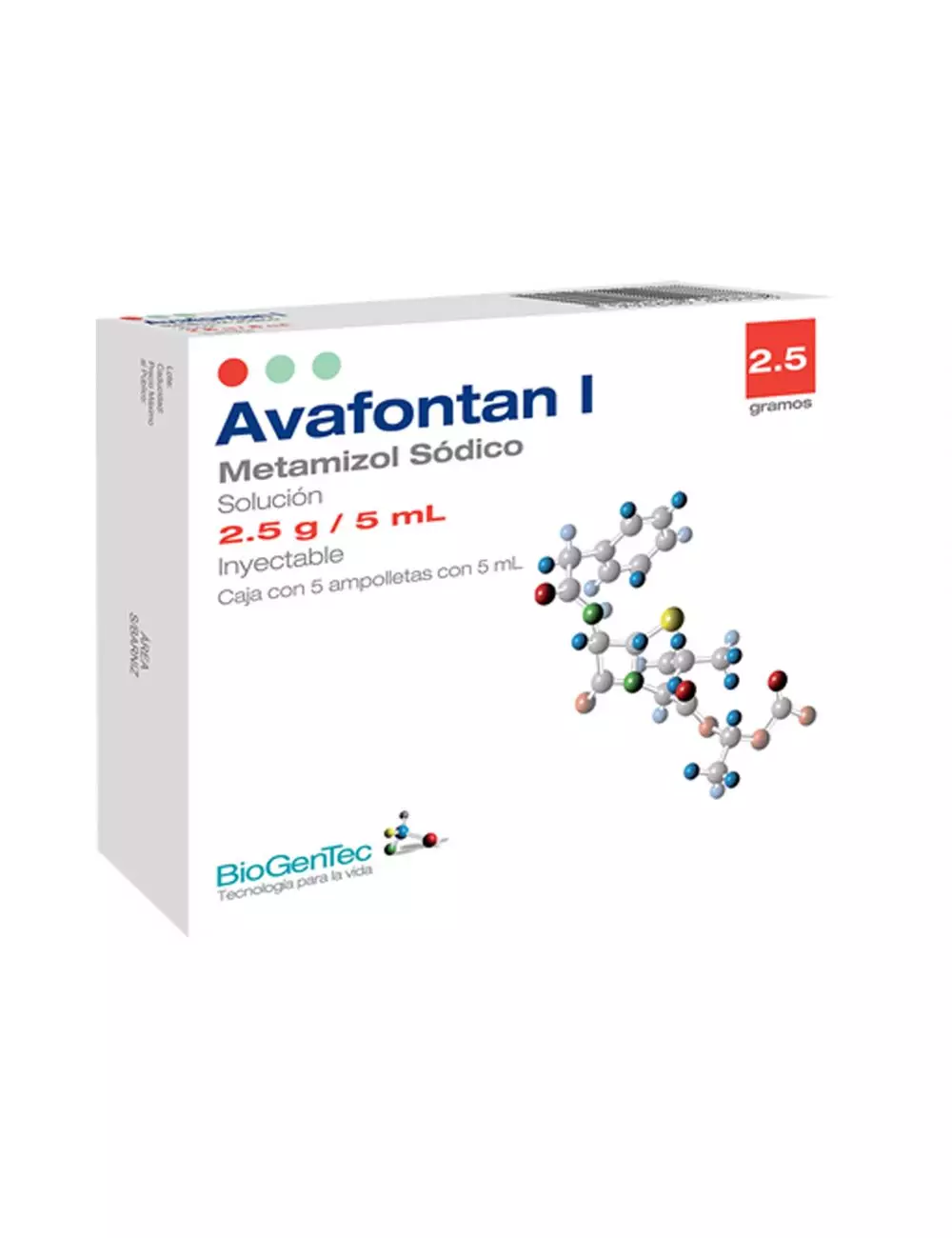 Avafontan 2.5 g / 5 mL Caja Con 5 Ampolletas