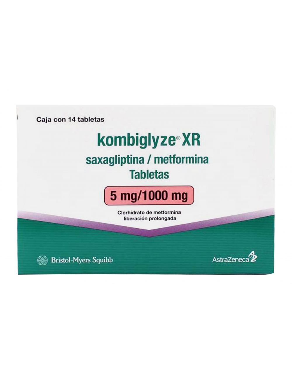 Kombiglyze XR 5 mg/ 1000 mg Caja Con 14 Tabletas