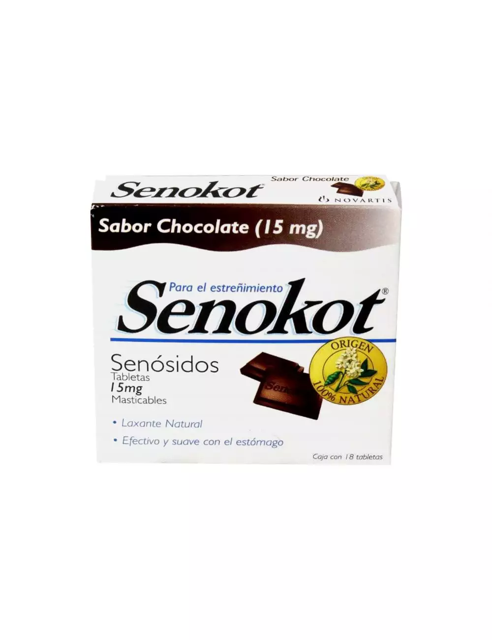 Senokot 15 mg Tabletas Masticables Caja Con 18 Tabletas Sabor Chocolate