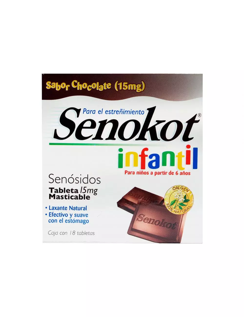 SENOKOT INF 15 MG CHOCOLATE C/18 TAB