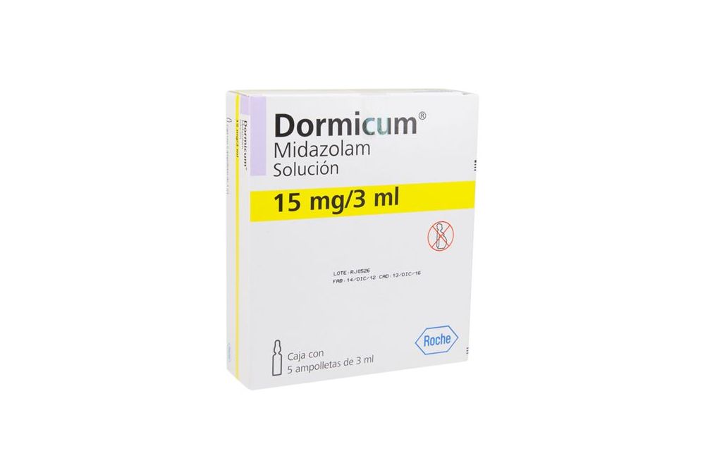 Dormicum 15 mg / 3 mL Caja Con 5 Ampolletas De 3 mL -  RX1
