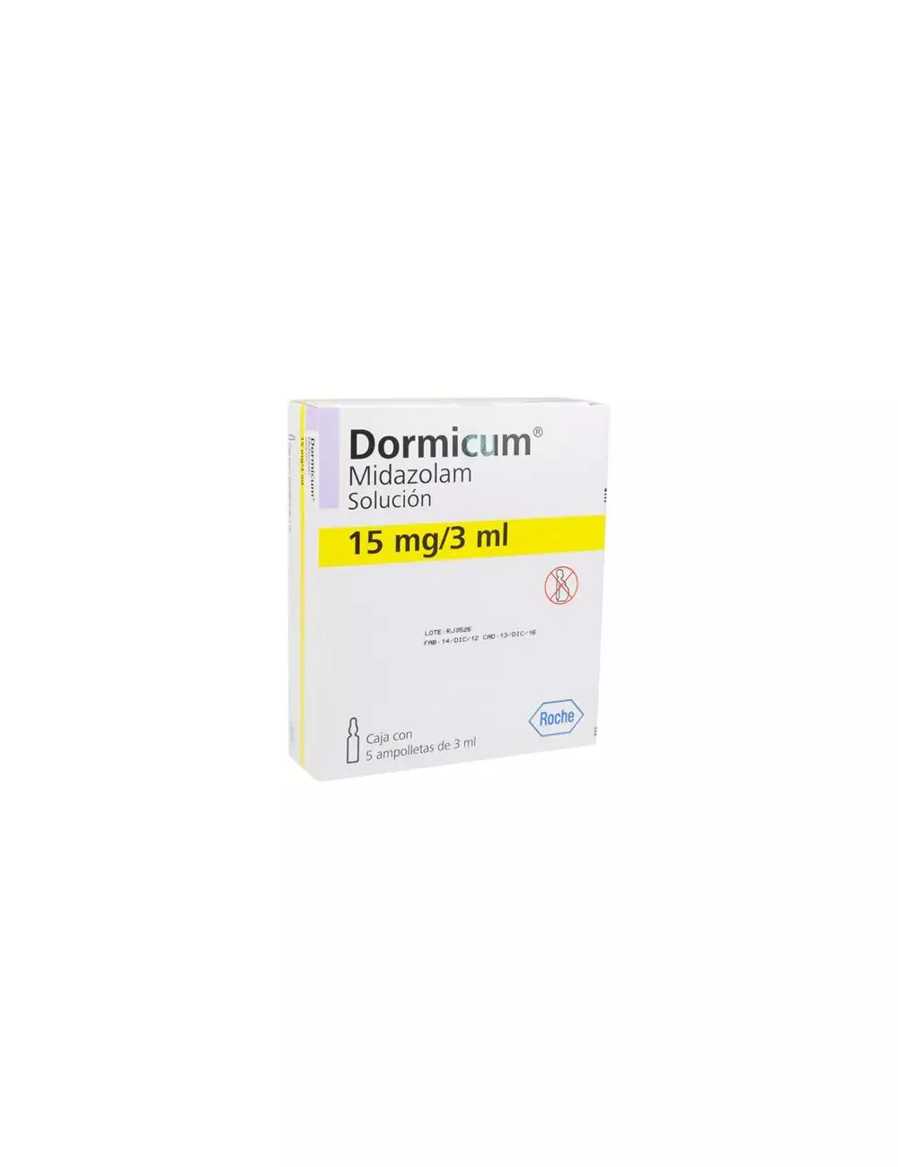 Dormicum® 15 mg/3ml (Midazolam) - 5 Ampolletas - Roche -  RX1