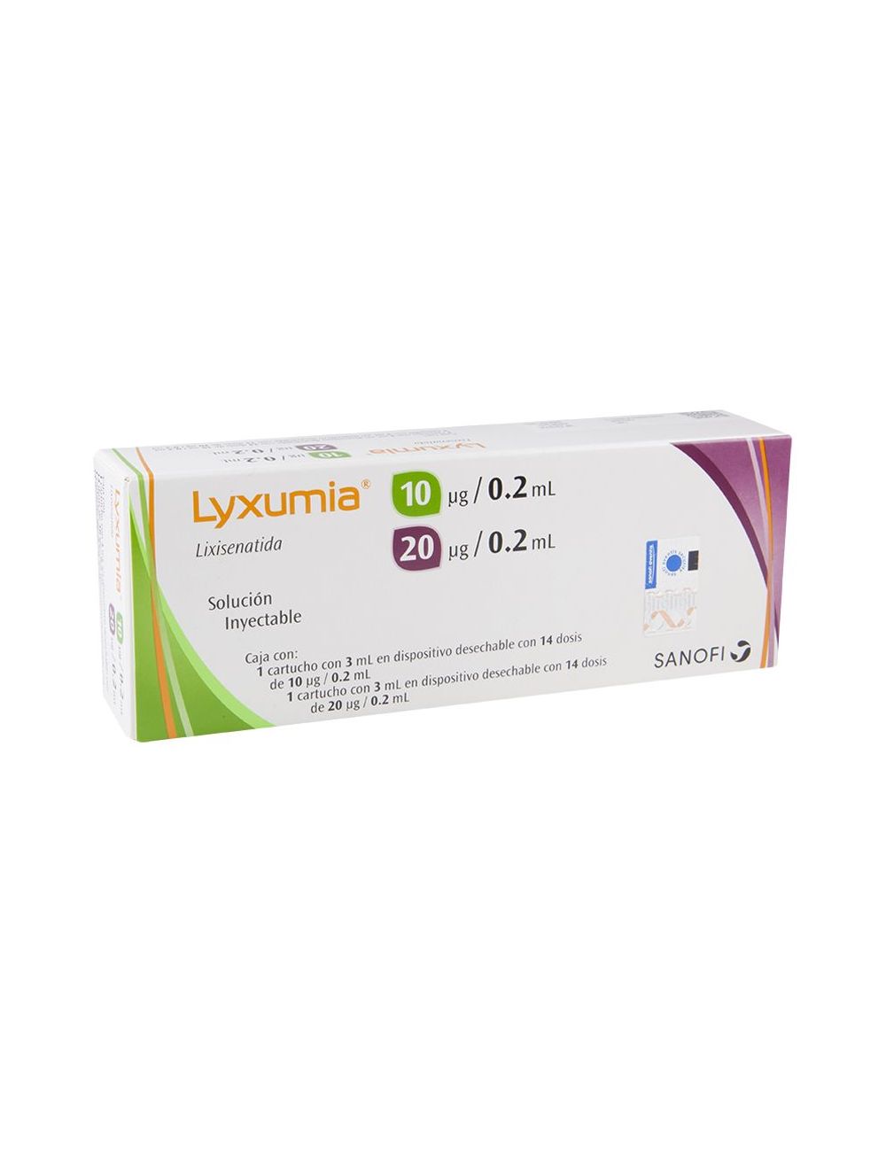 Lyxumia® 10 µg + 20 µg/0.2 ml (Lixisenatida) - 2 Cartuchos - Sanofi RX3