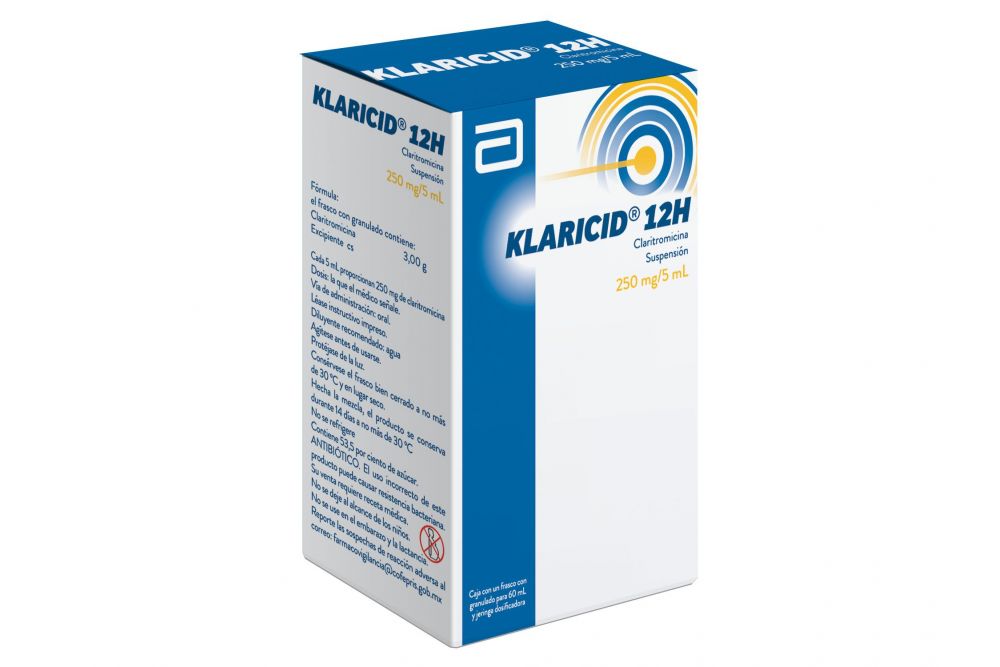 FRM-Klaricid 12 H Suspensión 250 mg Caja Con Frasco Con Granulo Para 60 mL - RX2