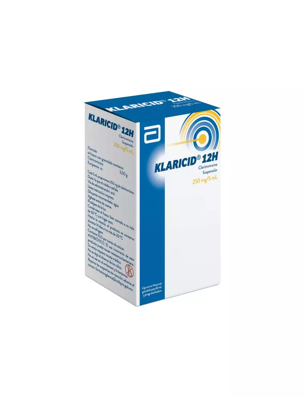 FRM-Klaricid 12 H Suspensión 250 mg Caja Con Frasco Con Granulo Para 60 mL - RX2