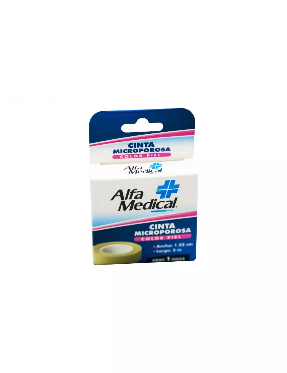 ALFA MEDICAL 1.25 CM 5 M CAJA CON UNA CINTA MICROPOROSA COLOR BLANCO