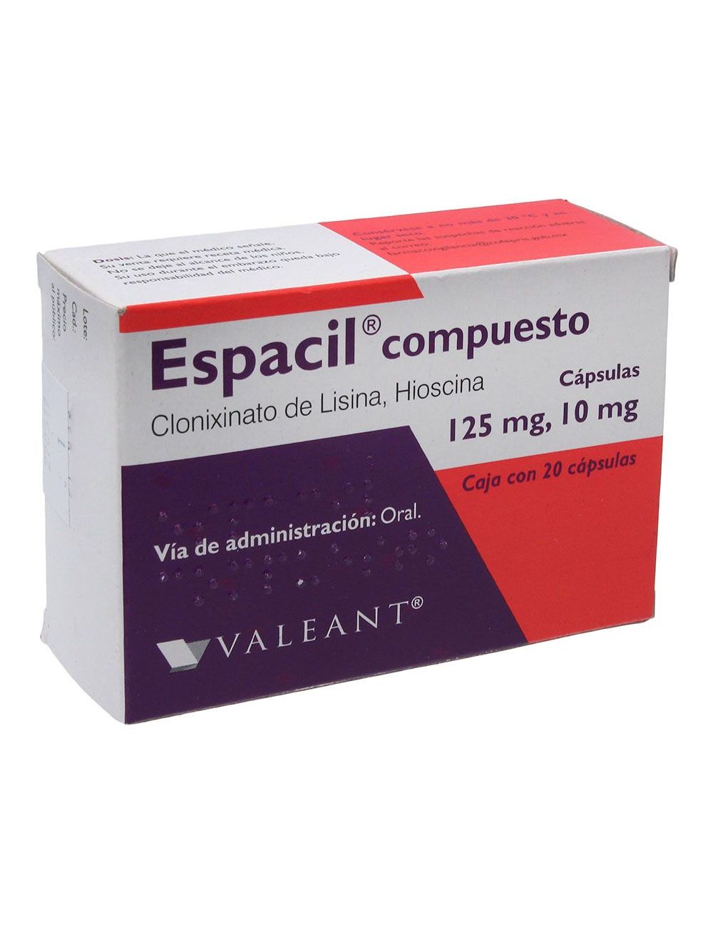 Espacil Compuesto 125 mg / 10 mg Caja Con 20 Cápsulas Espacil Compuesto 125 mg / 10 mg Caja Con 20 Cápsulas