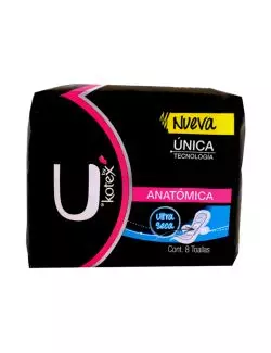 Toallas Kotex Unika Empaque Con 8 Unidades Con Alas