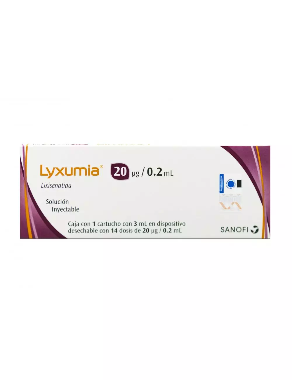 Lyxumia® 20 µg/0.2 ml (Lixisenatida) - 1 Cartucho (14 dosis) - Sanofi - RX3