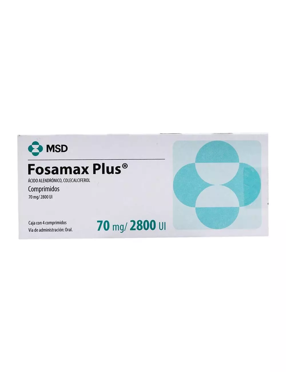 Fosamax Plus 70 mg/ 2800 UI Caja Con 4 Comprimidos