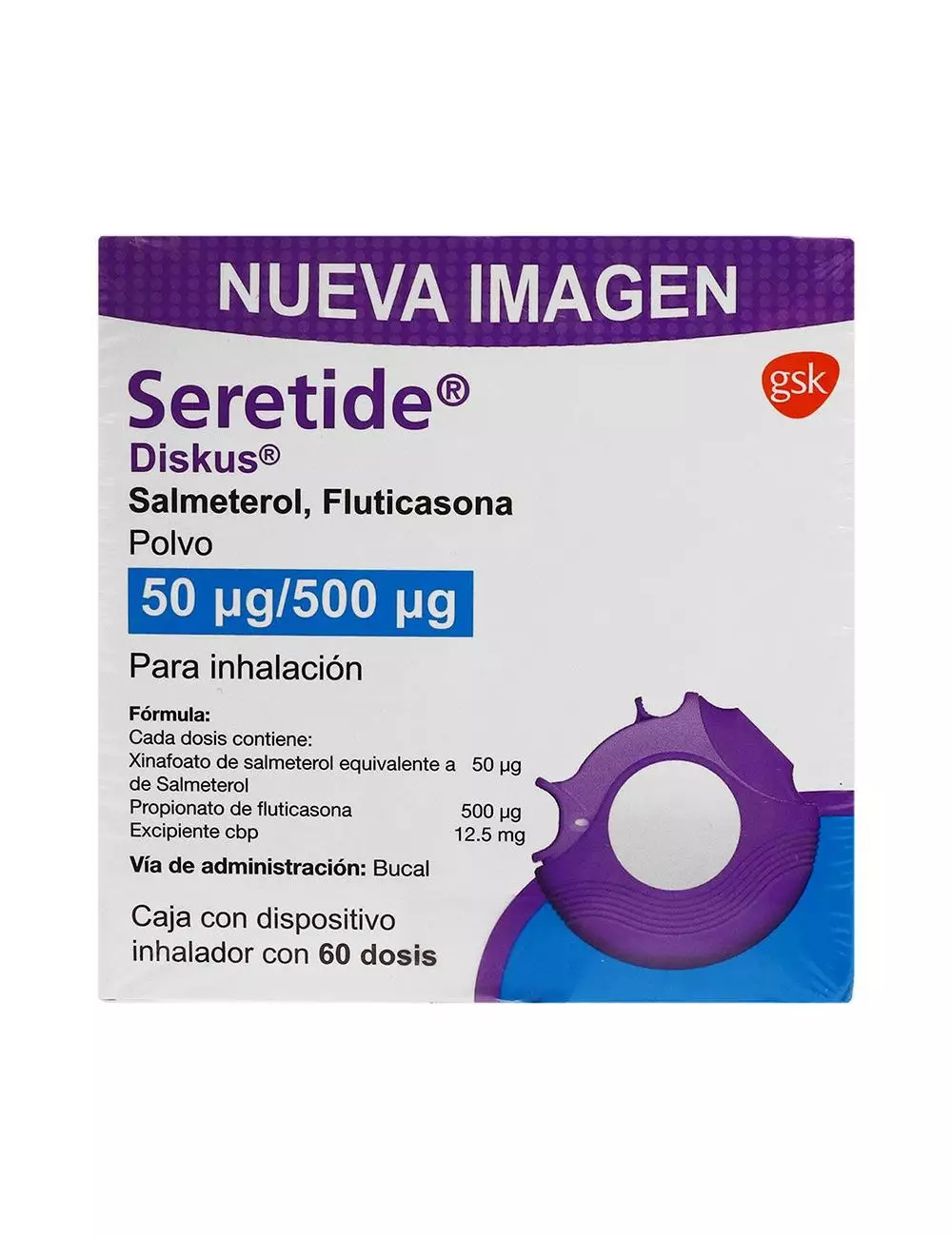 Seretide Diskus 50 mcg /500 mcg Con Dispositivo Inhalador Con 60 Dosis