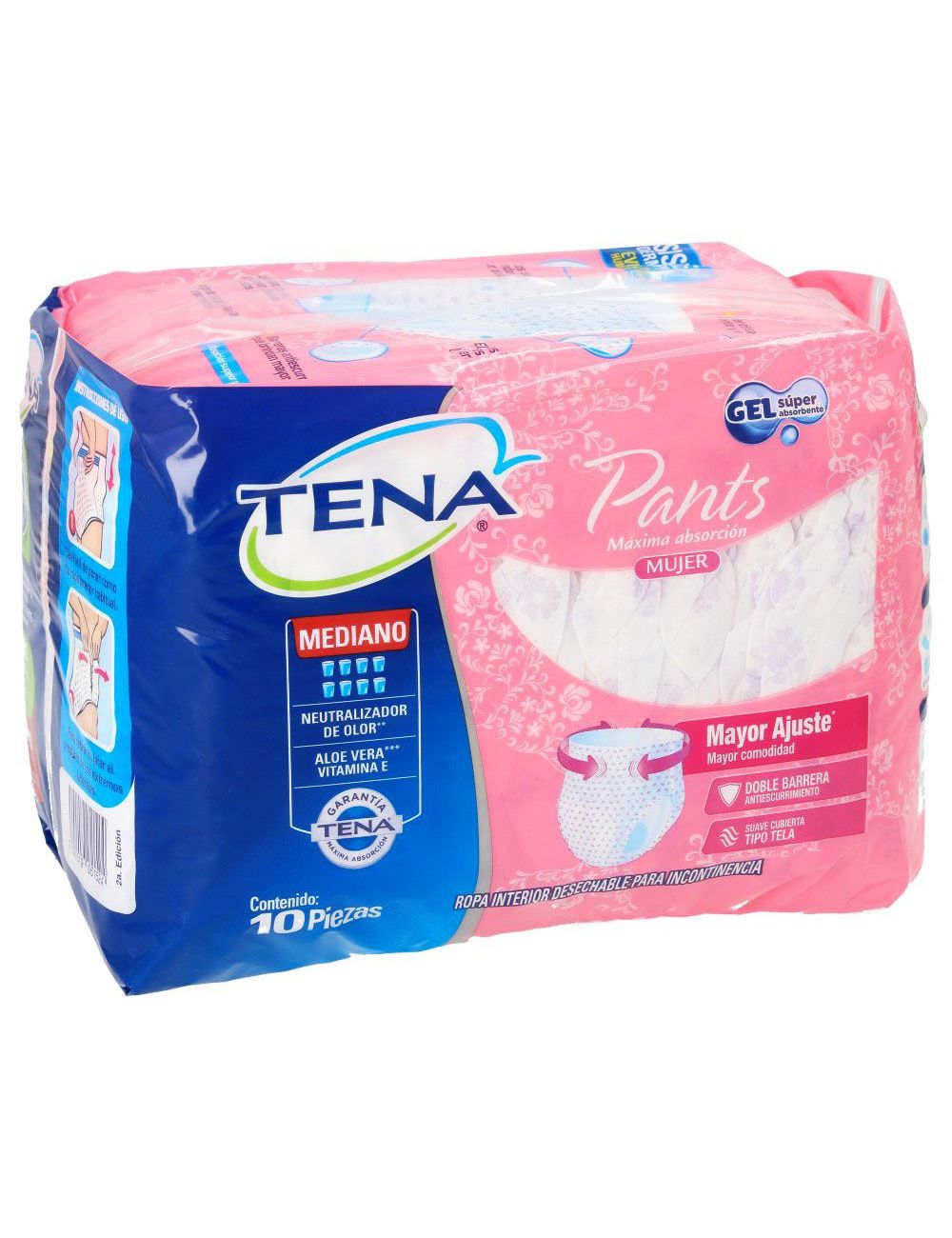 Tena Pants Mujer Mediano Paquete Con 10 Piezas