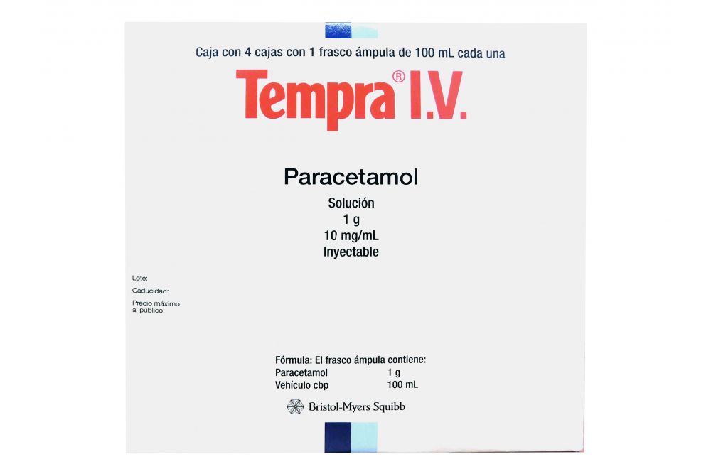 Tempra 1 g /10 mg Solución Inyectable Caja Con 4 Frascos de 100 mL