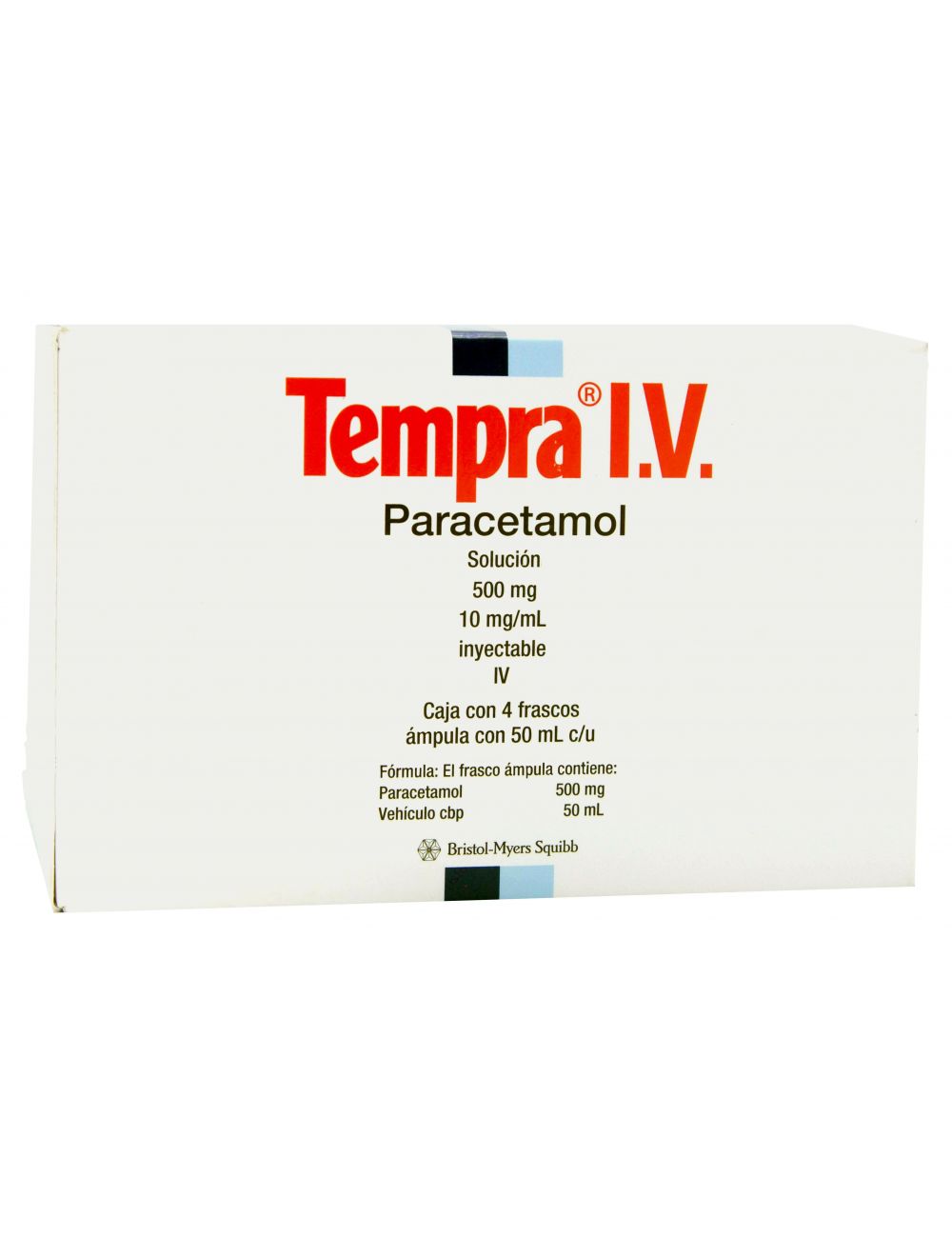 Tempra I.V Solución 500 mg Caja Con 4 Frascos Ámpula Con 50 mL Cada Uno