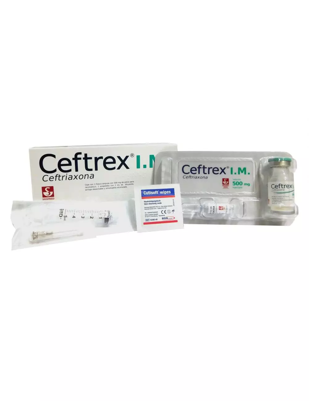 Ceftrex IM 500 mg Caja Con 1 Frasco Ámpula y Jeringa RX2