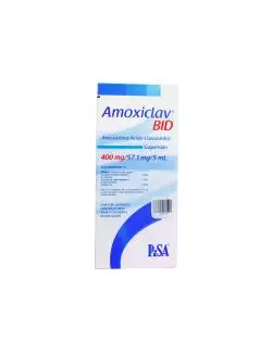 NO - Amoxiclav Bid Suspensión 400mg/57mg/5mL Caja Con Frasco Con Polvo Para 75mL  RX2