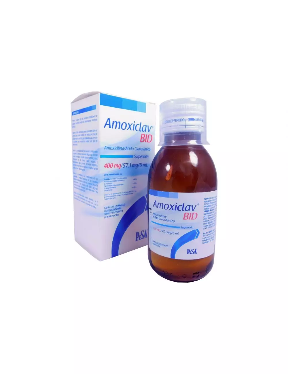 NO - Amoxiclav Bid Suspensión 400mg/57mg/5mL Caja Con Frasco Con Polvo Para 75mL  RX2