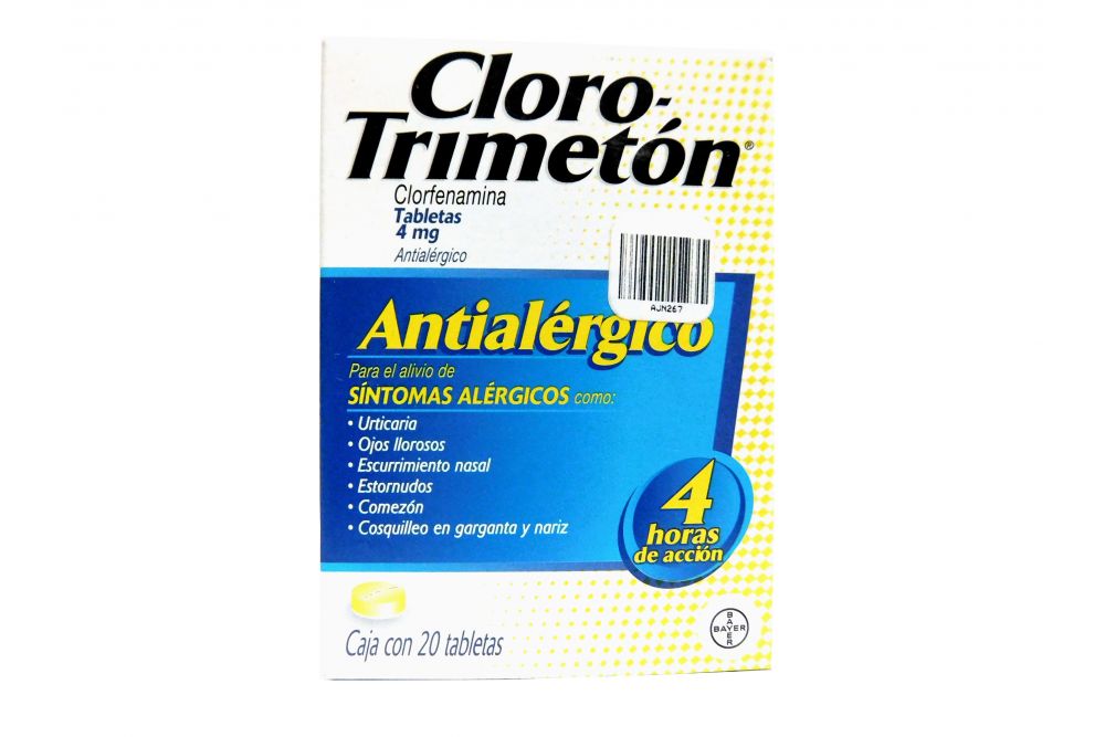 CloroTrimeton 4mg Caja Con 20 Tabletas