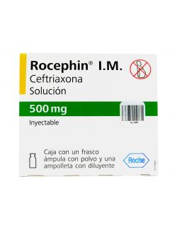 Rocephin IM 500 mg Caja Con Frasco Ámpula Con Polvo Y Ampolleta Con Diluyente - RX2