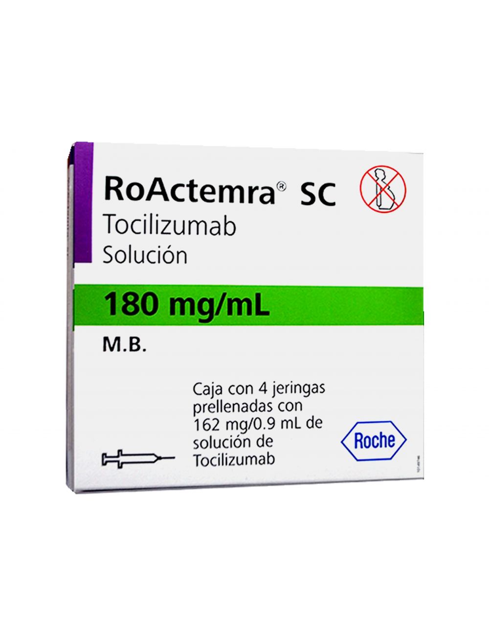 Roactemra 180 mg/mL Caja Con 4 Jeringas Prellenadas De 162mg/0.9 mL RX3