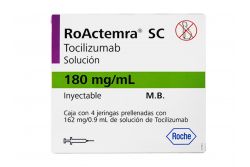 Roactemra 180 mg/mL Caja Con 4 Jeringas Prellenadas De 162mg/0.9 mL RX3