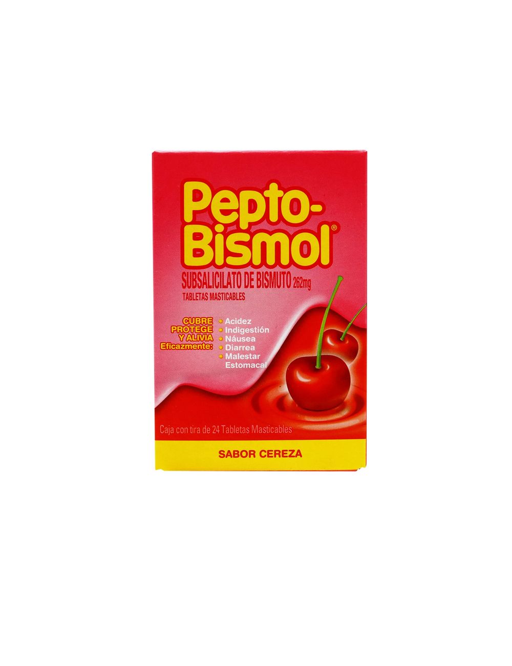 Pepto Bismol 262 mg Caja Con 24 Tabletas Sabor Cereza