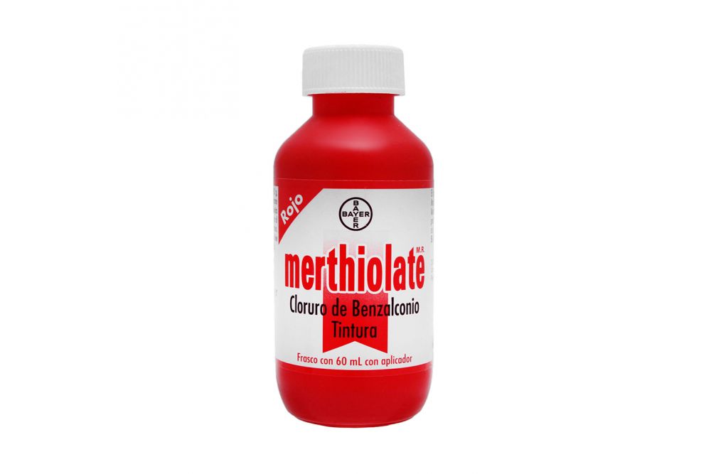Merthiolate Tintura Rojo Frasco Con Aplicador Con 60 mL