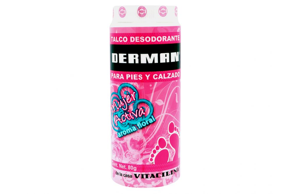 Derman Talco Desodorante Para Pies y Calzado Aroma Floral Bote Con 80 g