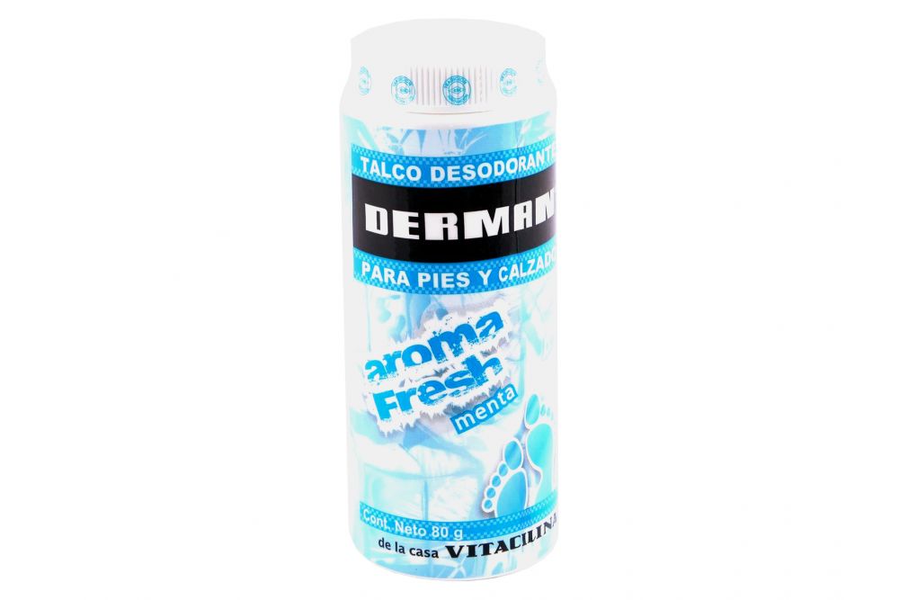 Derman Talco Desodorante Para Pies y Calzado Aroma Fresh Menta Bote Con 80g