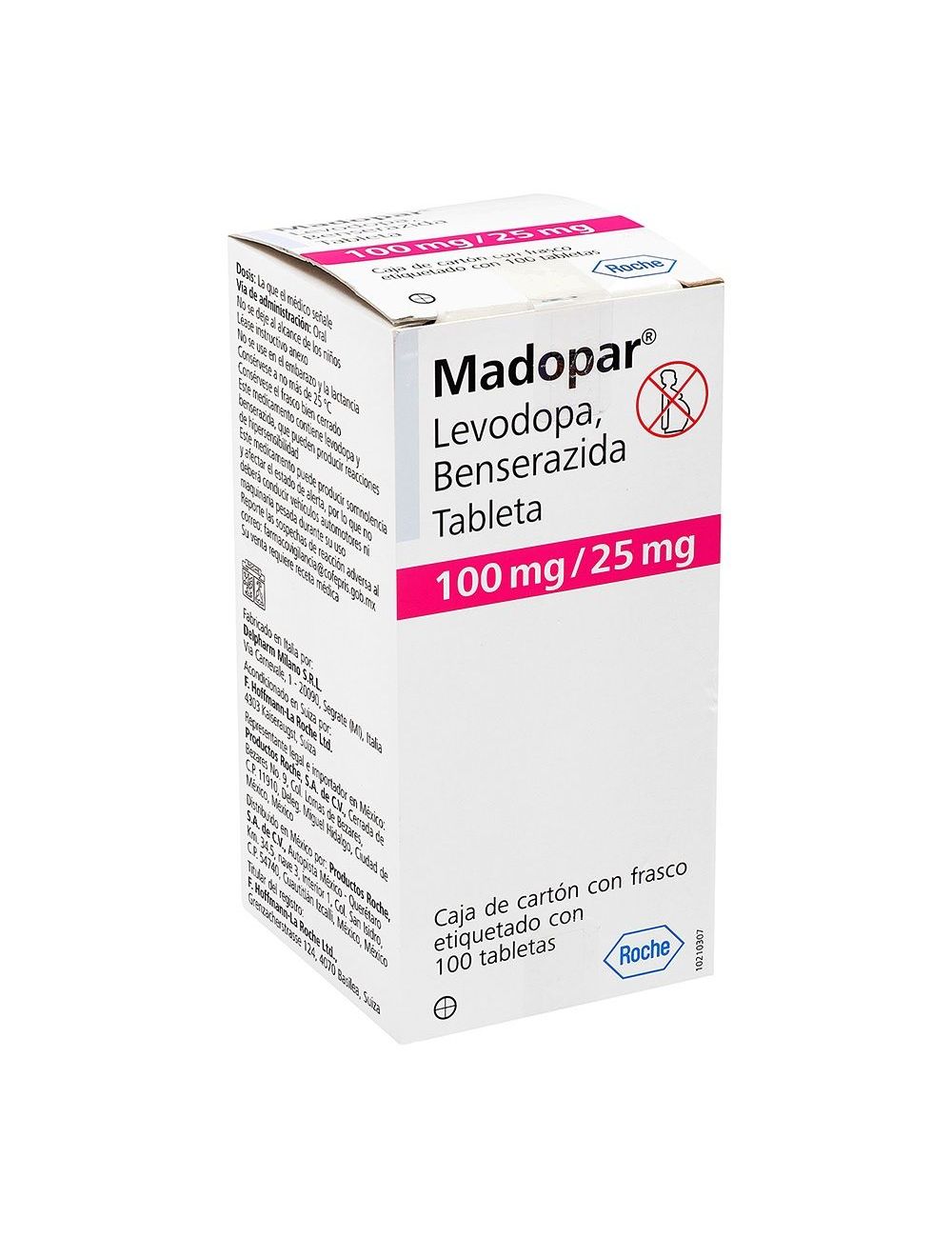 Madopar 100 mg/ 25 mg Caja Con Frasco Con 100 Tabletas Madopar 100 mg/ 25 mg Caja Con Frasco Con 100 Tabletas