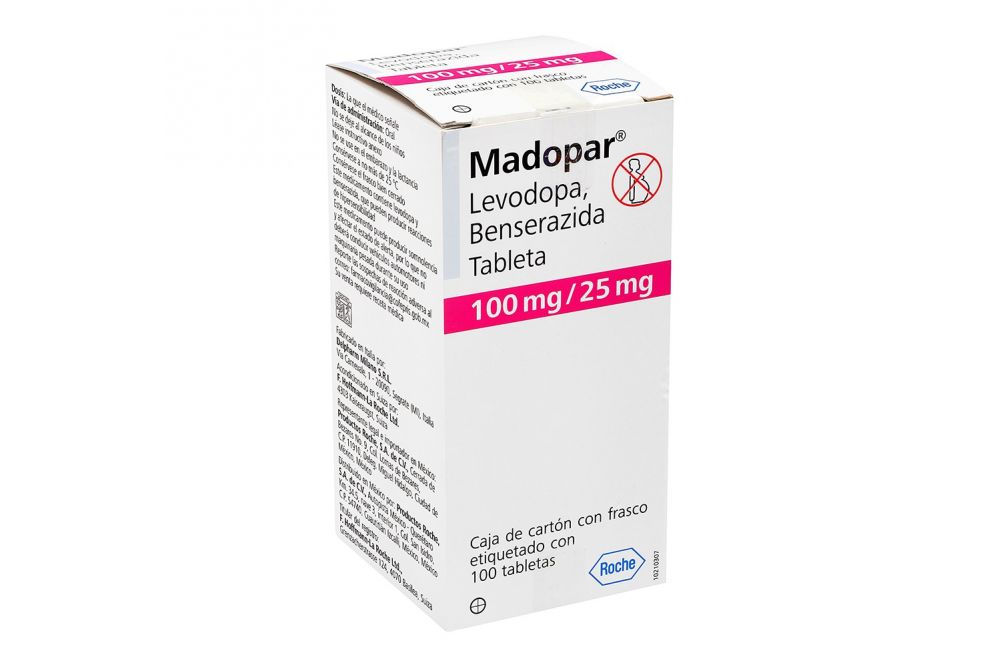 Madopar 100 mg/ 25 mg Caja Con Frasco Con 100 Tabletas.