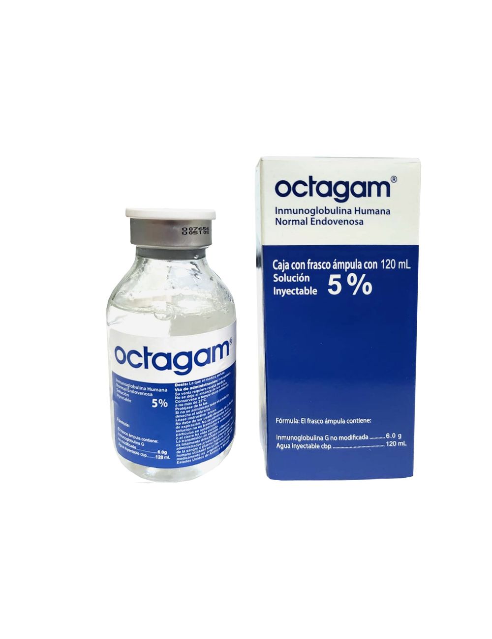 Octagam Solución Inyectable 5% Caja Con Frasco Ámpula Con 120 mL