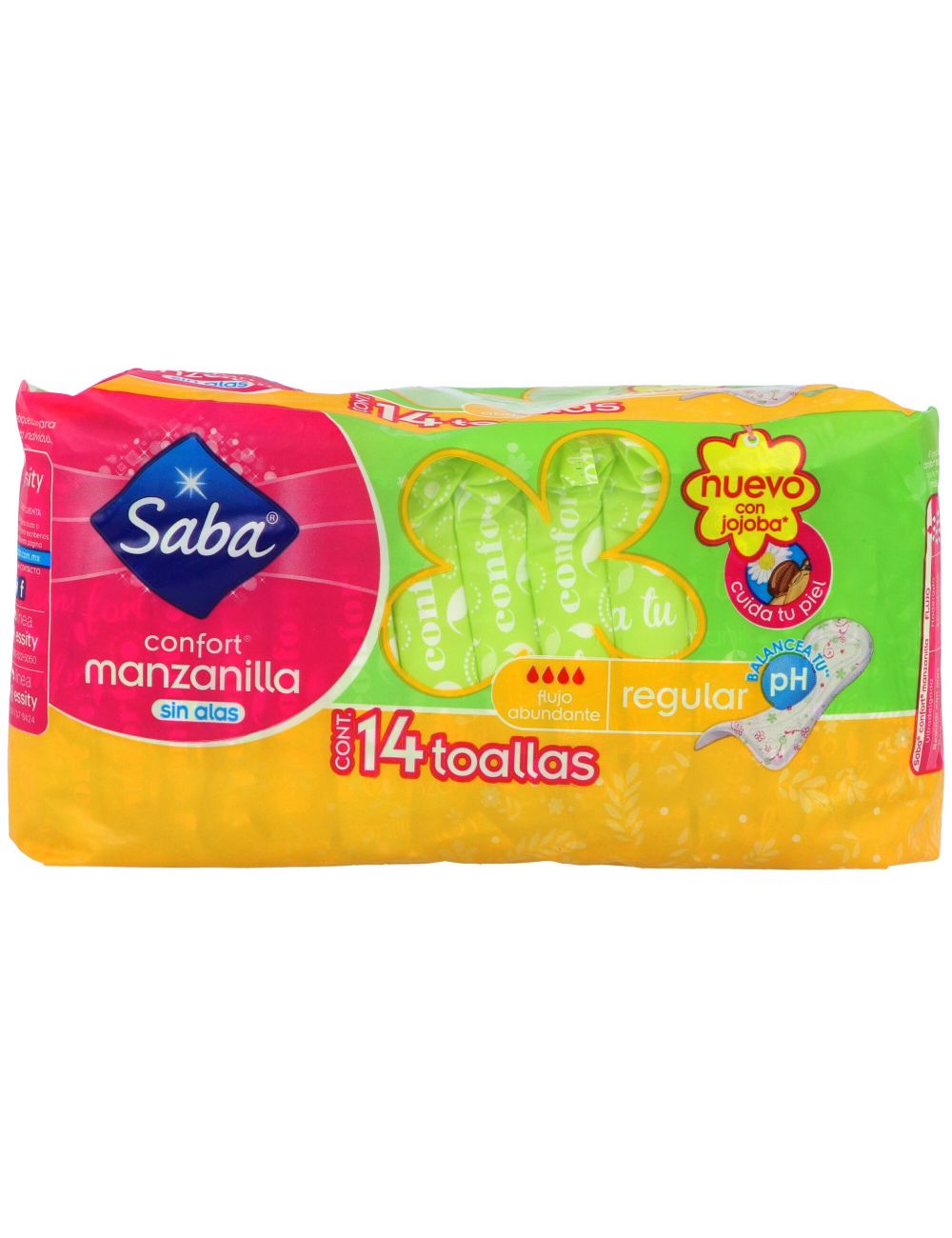 Toallas Sanitarias Saba Confort Manzanilla Sin Alas Empaque Con 14 Piezas Toallas Sanitarias Saba Confort Manzanilla Sin Alas Empaque Con 14 Piezas