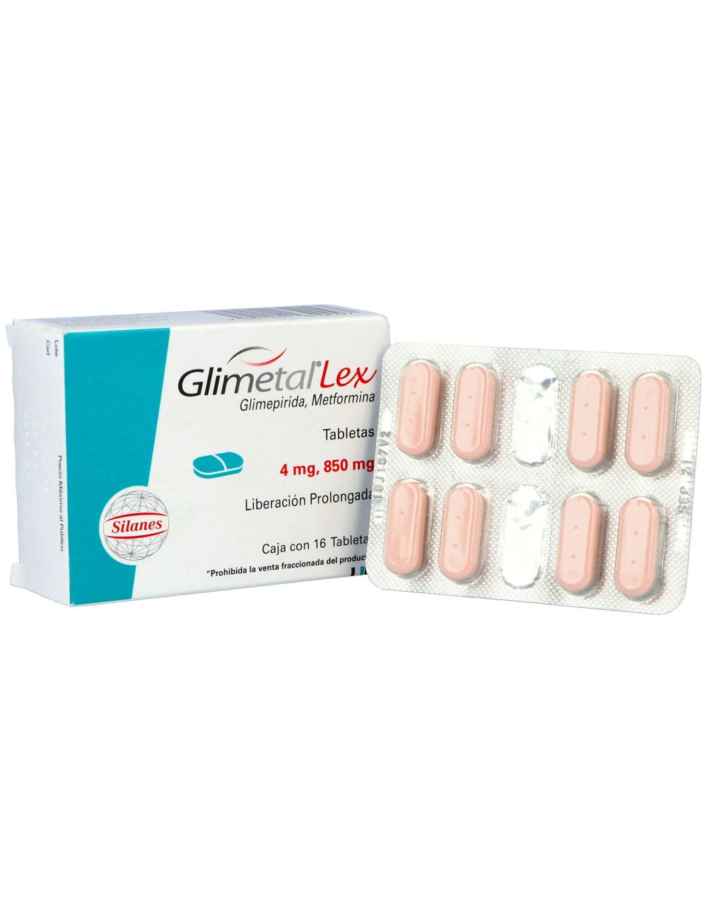 Glimetal Lex 4 mg / 850 mg Caja Con 16 Tabletas Glimetal Lex 4 mg / 850 mg Caja Con 16 Tabletas