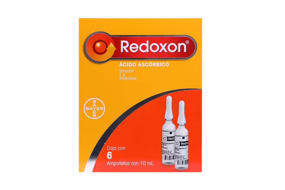 Redoxon Solución Inyectable 1 g Caja Con 6 Ampolletas Con 10 mL