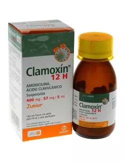 Clamoxin 12 H Junior Suspensión 400 mg/ 57 mg Frasco Con 50 mL - RX2