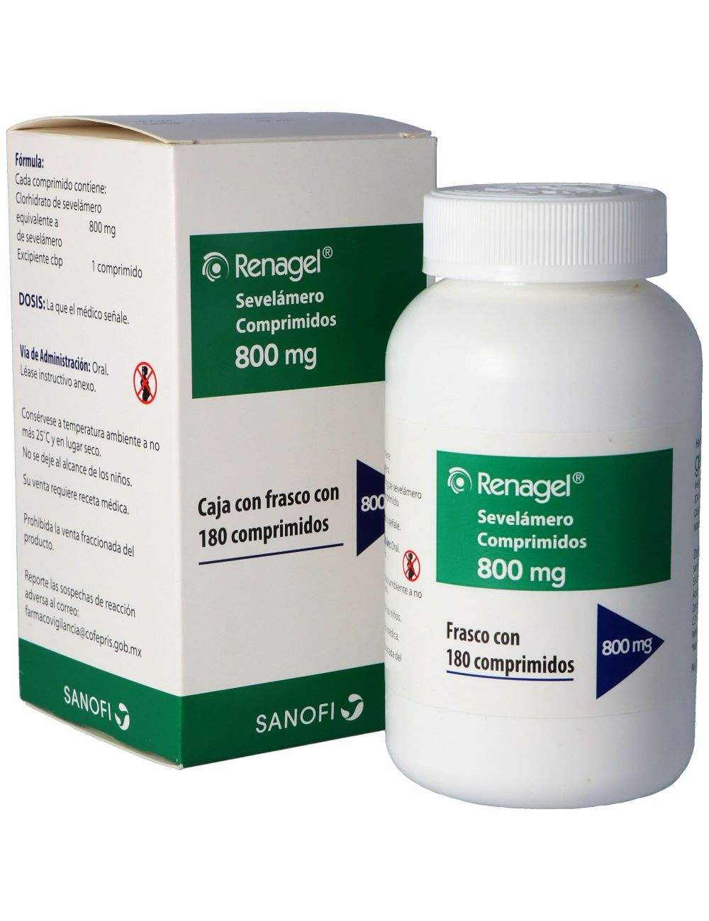 Renagel 800 mg Caja Con Frasco Con 180 Comprimidos Renagel 800 mg Caja Con Frasco Con 180 Comprimidos