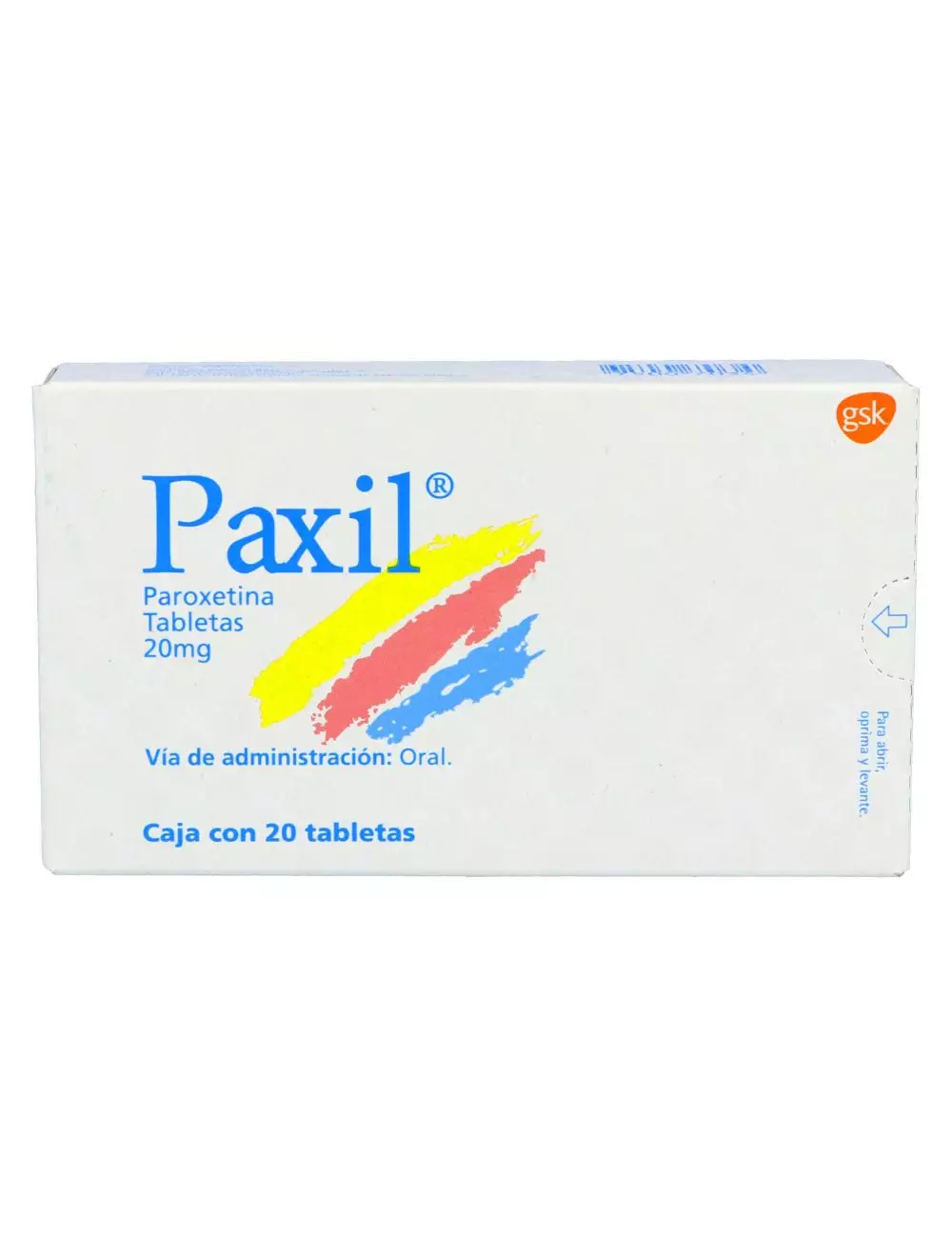 Paxil® 20 mg - 20 Tabletas | Paroxetina | GSK GlaxoSmithKline