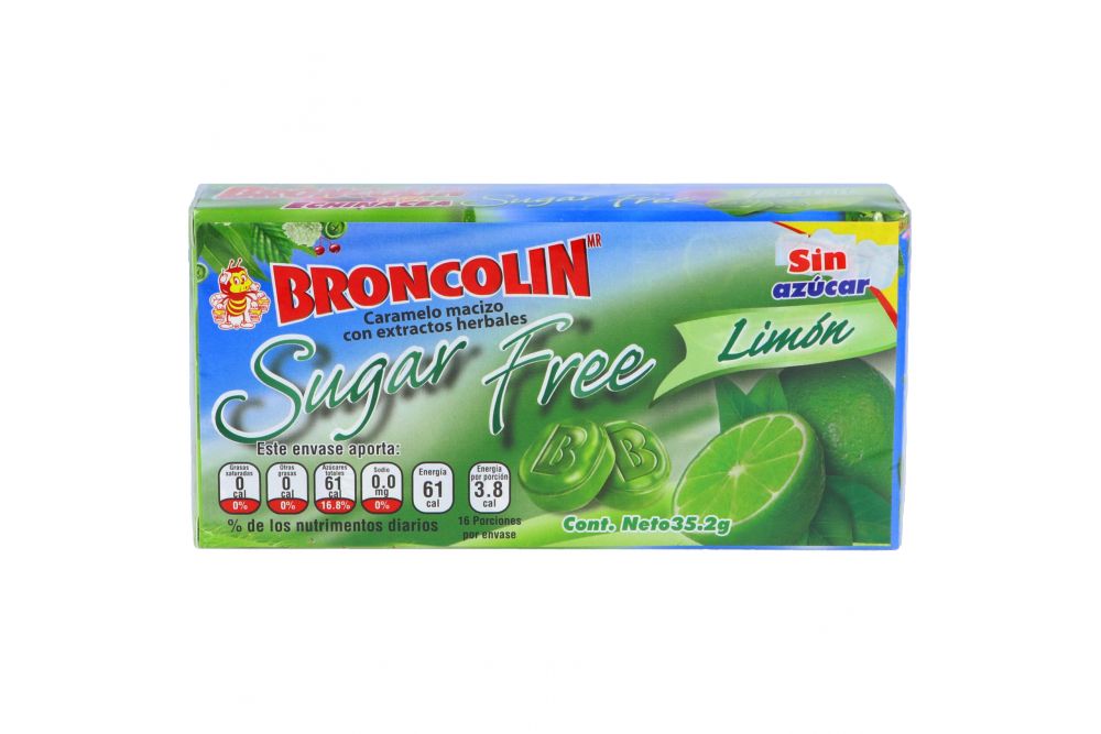 Broncolin Sugar Free Con Extractos Herbales Sabor Limón Caja Con 35g