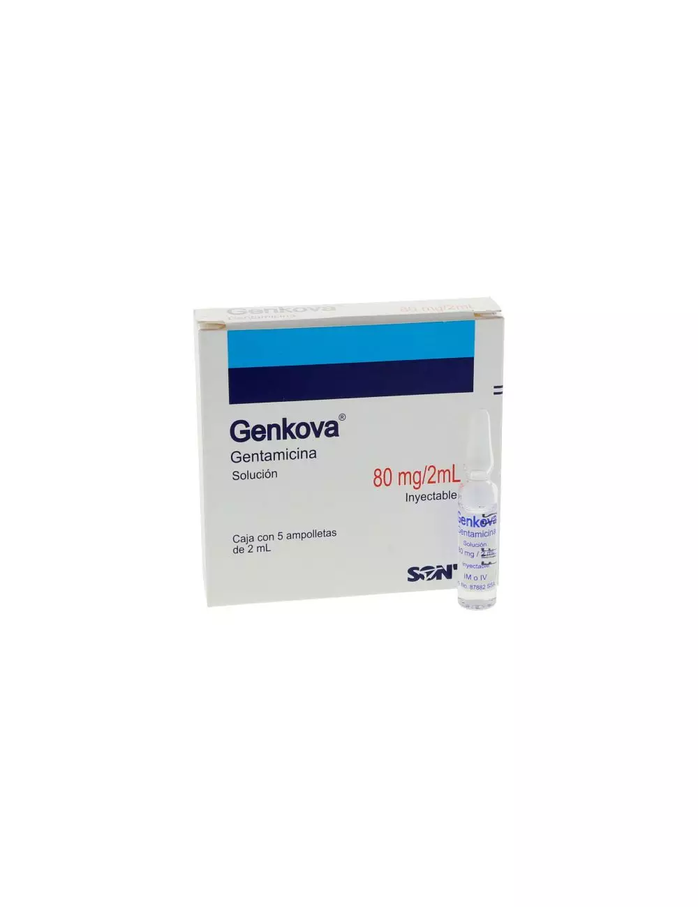 Genkova 80 mg  Solución Inyectable Adulto Caja Con 5 Ampolletas Con 2 mL