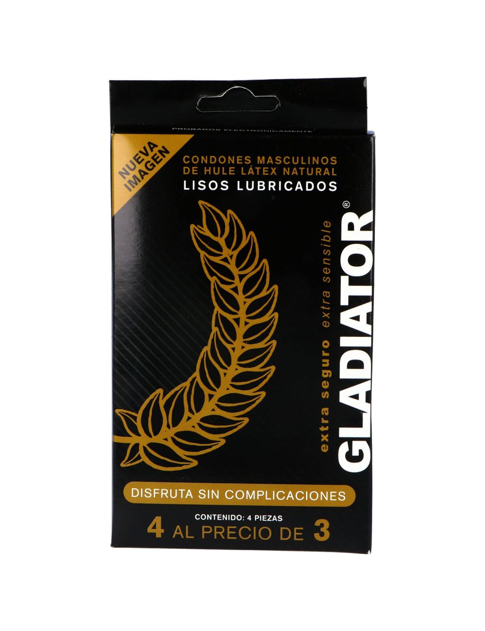 Gladiator Condones De Látex Lisos Lubricados Empaque Con 4 Condones