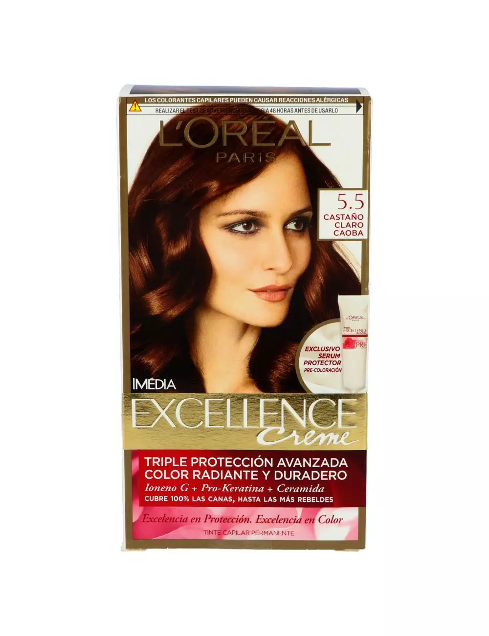 Tinte Para Cabello Loreal Paris Imédia Excellence Caja Con 8 Piezas Color Castaño Claro Caoba 5.5