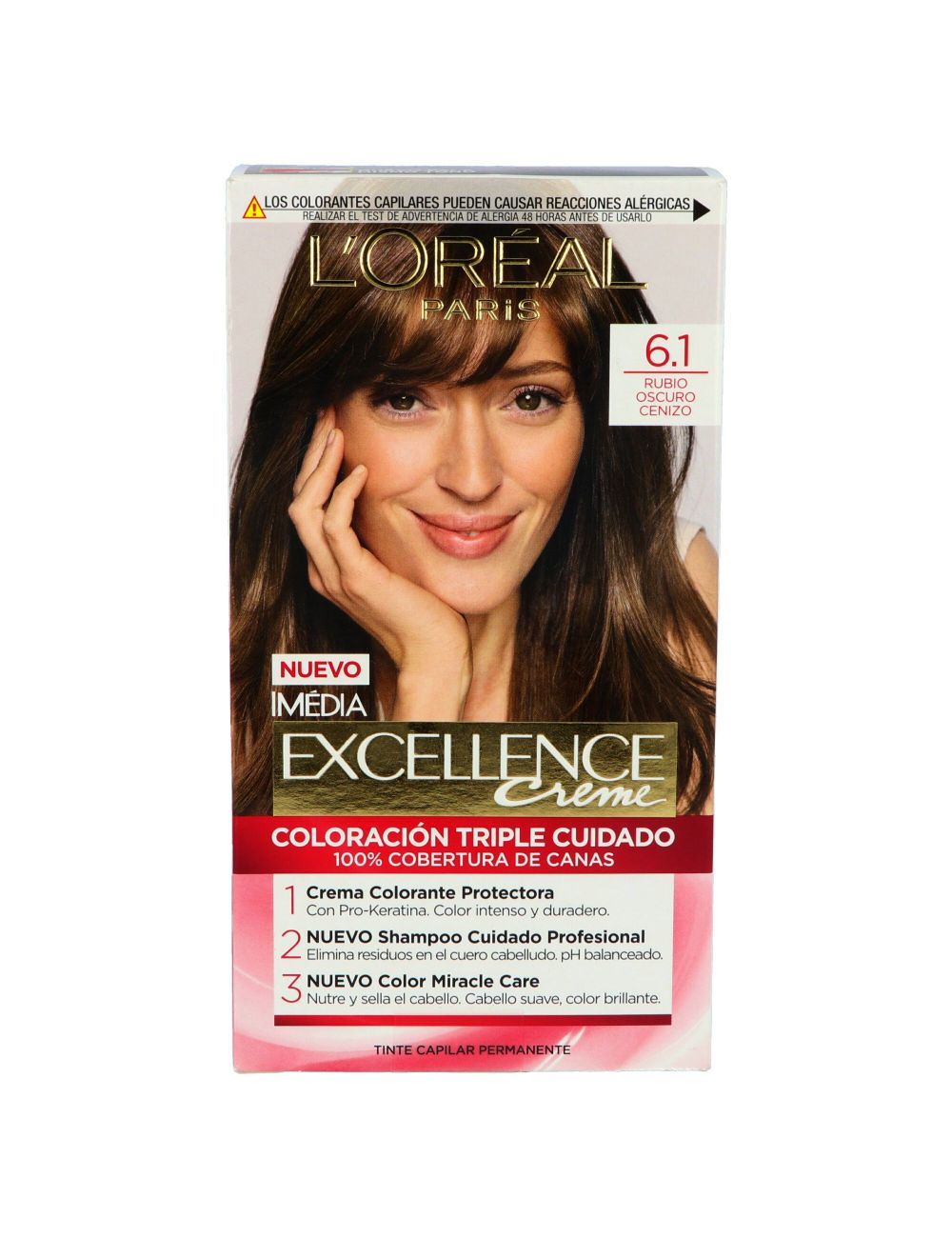 Tinte Para Cabello Loreal Paris Imédia Excellence Caja Con 7 Piezas Color Rubio Oscuro Cenizo 6.1 Tinte Para Cabello Loreal Paris Imédia Excellence Caja Con 7 Piezas Color Rubio Oscuro Cenizo 6.1